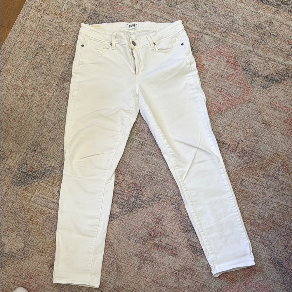 PAIGE White Skinny Jeans with Textured Denim